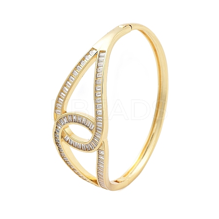 Rack Plating Brass Micro Pave Clear Cubic Zirconia Bangles for Women BJEW-G730-02G-1
