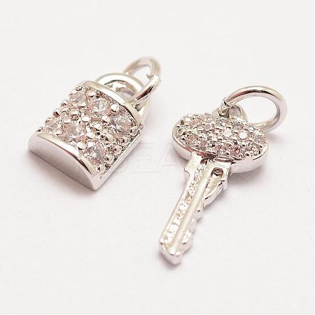 Brass Micro Pave Grade AAA Cubic Zirconia Charms ZIRC-G090-29P-NR-1