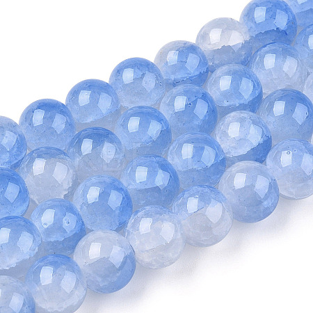 Crackle Baking Paint Imitation Jade Glass Beads Strands DGLA-T003-10mm-05-1