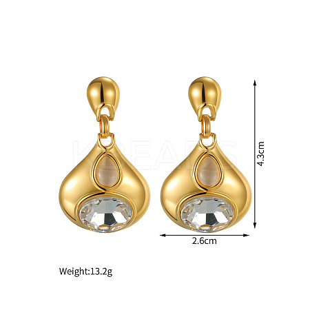 304 Stainless Steel & Crystal Rhinestone Dangle Stud Earrings WGBE4B7-01-1