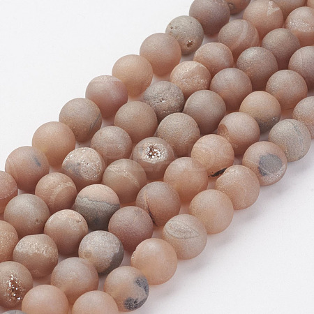 Electroplated Natural Agate Bead Strands G-P222-04-1