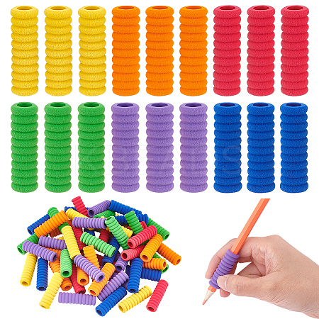 60Pcs 6 Colors Plastic Pencil Grips for Kids AJEW-GA0006-56-1