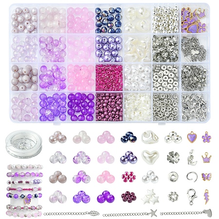 DIY Glass & CCB & ABS Plastic Imitation Pearl Beads Bracelets Mkaing Kits DIY-FS0007-17-1