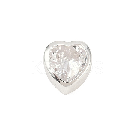 925 Sterling Silver Cubic Zirconia Heart Beads STER-F060-03S-01-1
