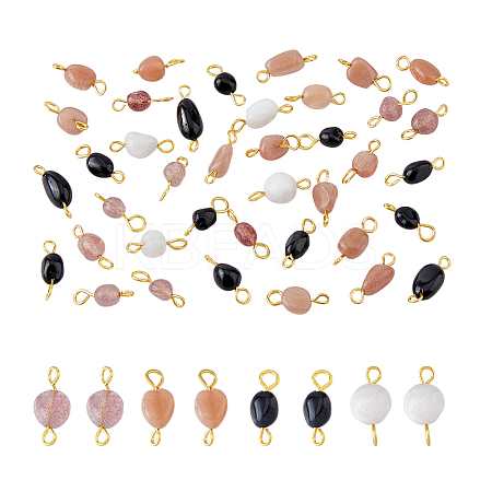 120Pcs 4 Styles Natural Mixed Gemstone Connector Charms FIND-DC0002-76-1