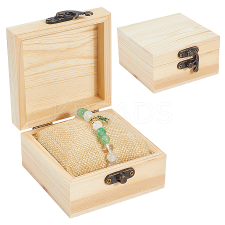 2Pcs Wooden Jewelry Trinket Storage Boxes with 2Pcs Cloth Bracelet Watch Pillows CON-BBC0001-16A-1