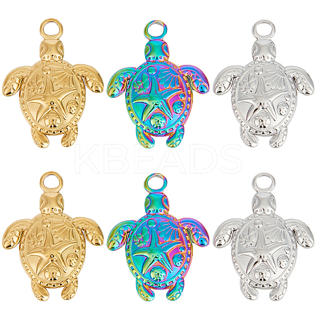 12Pcs 3 Colors Ion Plating(IP) 201 Stainless Steel Pendants STAS-CN0001-37-1