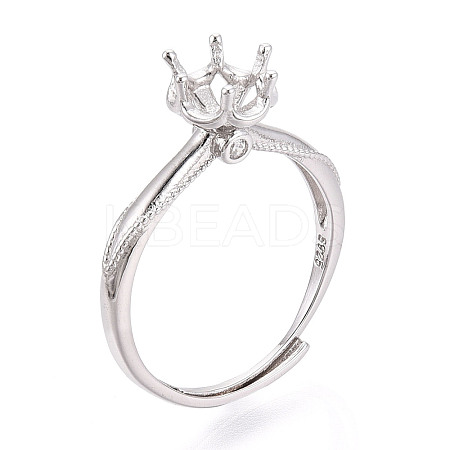 Rhodium Plated 925 Sterling Silver Micro Pave Cubic Zirconia Engagement Solitaire Ring Settings STER-T008-19P-1
