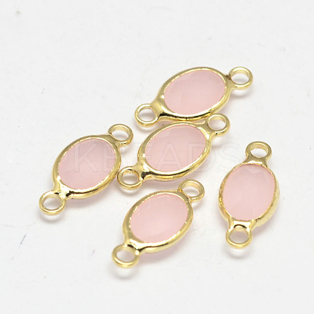 Oval Faceted Golden Brass Glass Links connectors X-GLAA-O014-25G-1