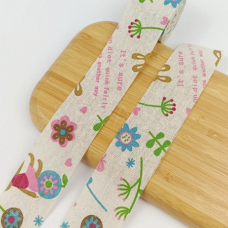 10M Cotton Linen Printed Ribbons PW-WG53274-02-1