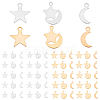 60Pcs 3 Style Moon & Star Brass Charms KK-PH0039-79-1
