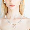 ANATTASOUL ABS Plastic Pearl Heart Pendant Necklace with Beaded Chains & Dangle Stud Earrings SJEW-AN0001-18-5