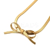 Ion Plating(IP) 304 Stainless Steel Bowknot Pendant Snake Chain Necklaces for Women NJEW-G142-01G-2