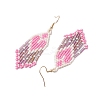 Heart Glass Seed Beaded Tassel Dangle Earrings for Women EJEW-MZ00201-02-4