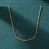 304 Stainless Steel Colorful Enamel Ball Chain Necklaces for Women NJEW-K255-44G-1