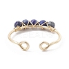 Copper Wire Wrapped Natural Lapis Lazuli Open Ring RJEW-JR00630-03-4