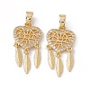 Brass Micro Pave Clear Cubic Zirconia Pendants KK-E068-VC056-2
