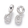 Brass Micro Pave Clear Cubic Zirconia European Dangle Charms ZIRC-G153-10P-2