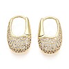Brass Micro Pave Clear Cubic Zirconia Oval Hoop Earrings EJEW-K267-17G-1