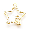 Rack Plating Alloy Open Back Bezel Pendants PALLOY-Q351-35G-FF-2
