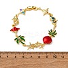 Ocean Theme Brass Cubic Zirconia with Enamel Link Bracelets for Women BJEW-F514-01A-G-5