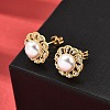 Flower Brass Micro Pave Clear Cubic Zirconia Stud Earrings EJEW-A135-24G-3