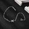 S925 Sterling Silver Micro Pave Cubic Zirconia Link & Charm Bracelets for Women BJEW-K276-02P-1