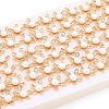 Flower Brass Micro Pave Cubic Zirconia Stud Earrings PEAR-N017-07H-5