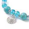 6Pcs 6 Style Synthetic Turquoise & Glass Beaded Stretch Bracelets Set BJEW-JB08995-5