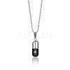 Two Tone 316L Stainless Steel Pill with Cross Urn Ashes Pendant Necklace with Cable Chains BOTT-PW0001-010PEB-1