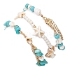 3Pcs 3 Styles Starfish Synthetic Magnesite & Turquoise Beaded Anklets AJEW-TA00030-5