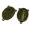 40Pcs Holy Oval Carved Virgin Mary Tibetan Style Alloy Chandelier Component Links TIBE-ZF0001-01AB-1