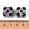 Polymer Clay Rhinestone Beads with Square Acrylic CLAY-T022-03C-3