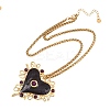 304 Stainless Steel Enamel Heart Pendant Wheat Chain Necklaces NJEW-P430-04B-G-4