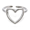 304 Stainless Steel Hollow Heart Cuff Rings RJEW-N038-122P-3