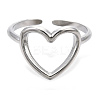 Non-Tarnish 304 Stainless Steel Hollow Heart Cuff Rings RJEW-N038-122P-3