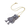 Acrylic Halloween Style Big Pendants with Brass Bell and Nylon Cord SACR-O003-01E-1