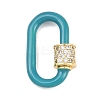 Oval Brass Micro Pave Clear Cubic Zirconia Screw Carabiner Clasps KK-B167-01A-03G-1