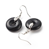 Natural Obsidian Donut Dangle Earrings EJEW-G300-01P-06-3