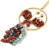 Butterfly Brass & Natural Mixed Stone Pendant Decorations HJEW-Z007-04G-4