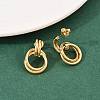 304 Stainless Steel Twist Ring Stud Earrings EJEW-P324-05G-3