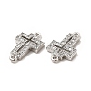 Brass Micro Pave Clear Cubic Zirconia Connector Charms KK-E068-VB329-3
