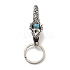 Tibetan Style 316 Surgical Stainless Steel Fittings with 304 Stainless Steel Key Ring with Synthetic Turquoise FIND-Q101-13AS-1