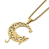 201 Stainless Steel Hollow Moon Cat Shaped Pendant Box Chain Necklaces NJEW-M010-06G-1