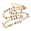 Brass Pave Colorful Cubic Zirconia Geometric Link Chain Necklaces NJEW-C111-03D-4