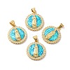 Rack Plating Brass Micro Pave Cubic Zirconia with Synthetic Opal Pendants KK-D088-13G-1