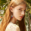 6 Pairs 6 Colors Leaf & Cotton Tassel Chandelier Earrings EJEW-FI0003-14-5