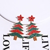 Christmas Trees with Star Alloy Dangle Stud Earrings for Women EJEW-Z078-03A-1