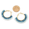 304 Stainless Steel & Bohemian Beaded Fan Hoop Earrings for Women EJEW-R001-01G-01-3