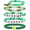 5Pcs 5 Styles Saint Patrick's Day Glass & Resin & Polymer Clay Beads Stretch Bracelets BK9964-5-1